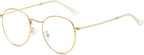 Junsika Round Blue Light Glasses for Women Men Retro Circle Computer Gaming Glasses Clear Lens Metal Frame Eyeglasses