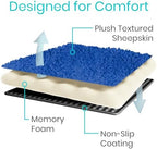 Vive Mobility Knee Scooter Pad Cover - Soft Plush Adult Sheepskin Memory Foam Cushion, Walker Accessory for Knee Roller, Padded Accessories Leg Cart Improves Comfort with Injury, Universal Fit (Blue)