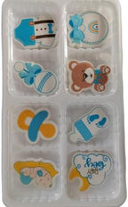 Edible 8pcs Blue Boys Baby Showers Themed Cake Decorations Dessert Sugar Sprinkles Party Cookie DIY Cake Cupcake Topper Icing Frosting Decoration Holiday Supplies