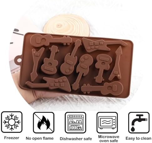 2Pcs Guitar Molds Music Instruments Silicone Chocolate Mold For Chocolate Candy