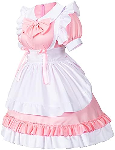 Women Sweet Kawaii Costume Dress Anime French Maid Cosplay Furry Cat Ear Gloves Socks Set
