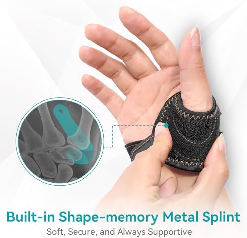 FORTEMOTUS CMC Thumb Brace - Comfortable Nylon Thumb Splint for Mild CMC Joint Pain Relief, Osteoarthritis, Tendonitis, CMC Joint Thumb Arthritis Support Brace for Women Men, Black, Left, Large