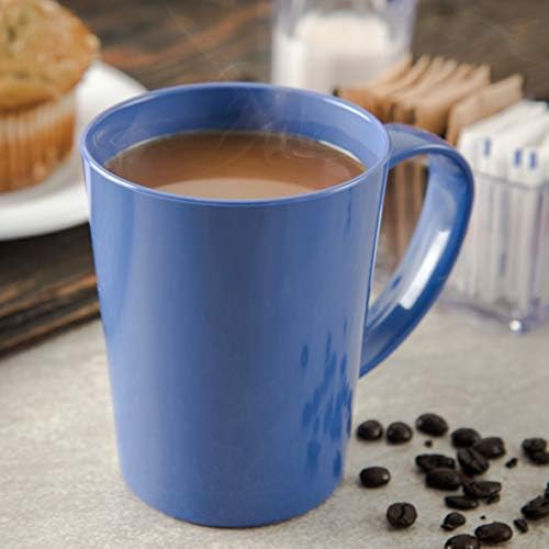 Carlisle FoodService Products Mug Plastic Coffee Mug with Large Handle for Buffets, Home, and Restaurant, Tritan, 12 Ounces, Blue