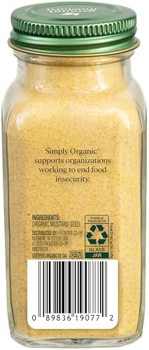Simply Organic Ground Mustard Seed, 3.07-Ounce, Organic Ground Yellow Mustard Seeds, Robust Flavor, Kosher, Non Irradiated