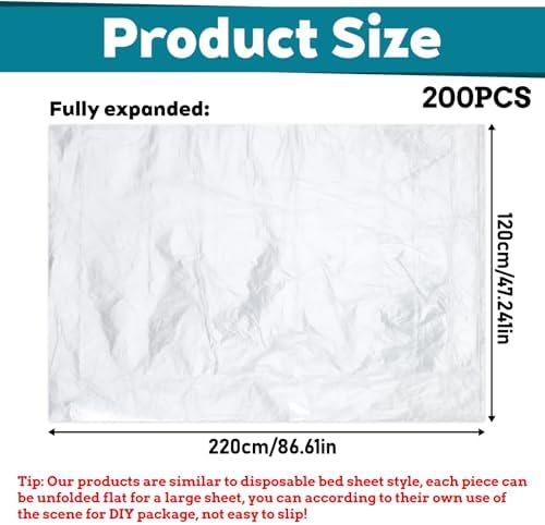200 Pack Disposable Plastic Sheeting for Body Wrap, 86 X 47 Inch Sauna Bag Liners Clear Plastic Body Wrap Tear-Resistant for Home Bathtub, Beauty Salon Spa Therapy Accessories