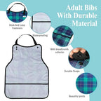 3 Pack Adult Bibs Washable Clothing Protector with Crumb Catcher, Adjustable Reusable Waterproof Large Feeding Adult Bib