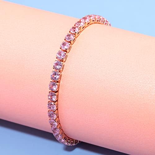 Tennis Bracelets for Women Men Adjustable Charm Link Bracelet 14K Gold Plated Dainty Multicolor Cubic Zircon Bracelets for Teen Girls Crystal Friendship Bracelets Jewelry