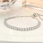 Tennis Bracelets, Tennis Bracelets for Women White Gold Plated Diamond Classic Adjustable Slider Bracelet Silver Fashion Jewelry Wedding Women Gifts Women (Silver/Rose Glod/Green)