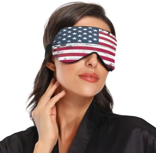 American Flag Sleep Mask Soft Cooling Eye Masks for Sleeping with Elastic Strap Night Blindfold for Women Men Travel