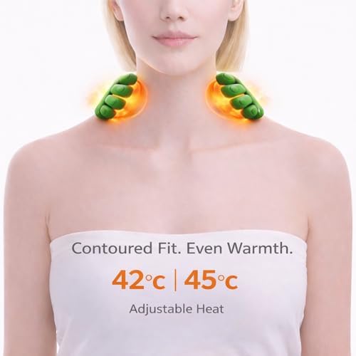 Heated Neck and Shoulder Massager with Finger-Like Kneading Nodes, Deep Tissue Massage for Shoulder & Back Muscle Tension, Green