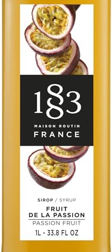 1883 Passion Fruit Syrup for Drinks, Made in France, 1 Liter Plastic Bottle