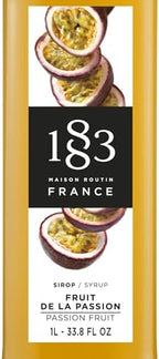 1883 Passion Fruit Syrup for Drinks, Made in France, 1 Liter Plastic Bottle