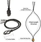 Anjiucc Natural Gemstone Crystal Pendant Necklace Stone Holder Necklace Cord Hand-Woven Necklace with Adjustable Length for Women Men