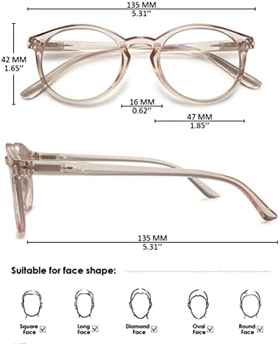 Blue Light Blocking Reading Glasses Round Women Men Spring Hinge Lightweight Computer Reader Eyeglasses Eyewear