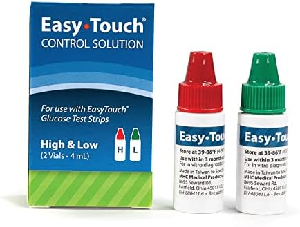 Easy Touch Control Solution Glucose Monitor Kit, Hi & Low, 2 Vials, 4 ml Each