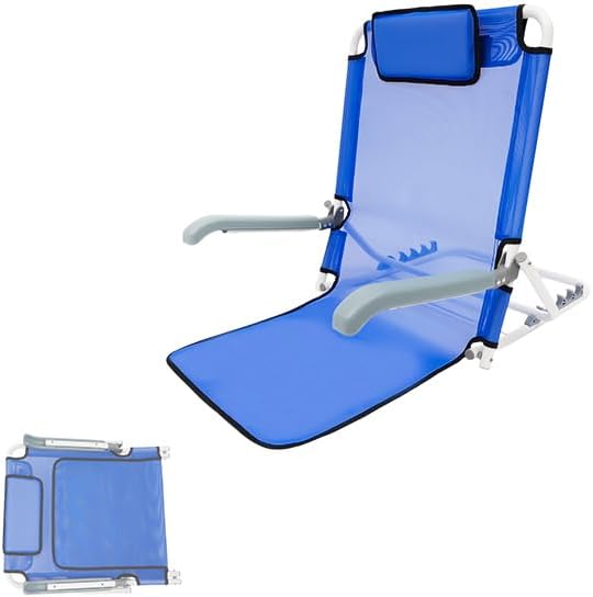 KOLHGNSE Adjustable Bed Backrest Pillow Foldable Sit-up Back Rest with Armrest, 198 lbs Capacity 5-Angle for Reading Watching TV Rest in Bed, Blue