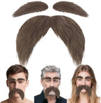 Mustache and Eyebrows Fake Beard for Adults, Self-Adhesive Cosplay Halloween Costume Accessories with Comb, Funny Party Favor