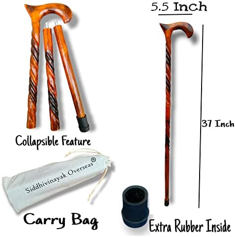 Walking Stick Cane Men Canes Wooden Sticks Handcrafted Best Wood for Mens and Women Senior Fancy Fold able