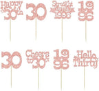 Ephlyn 30Pcs Happy 30th Birthday Cupcake Toppers Glitter Thirty Straight Outta 1996 Cupcake Picks Cheers to 30 Years Cake Decorations for Happy 30th Birthday Anniversary Party Supplies Rose Gold