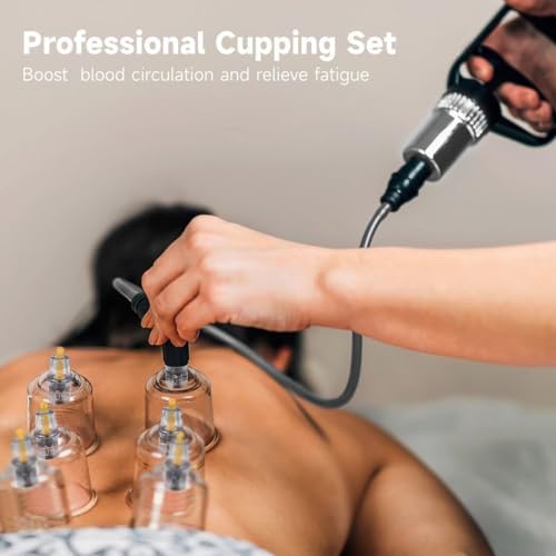 yeesport 24 Cups Cupping Therapy Set, Cupping Kit for Massage Therapy, Cupping Set Massage Therapy Cups with Vacuum Magnetic Pump, Suction Hijama Cupping Set for Pain Relief Relaxation
