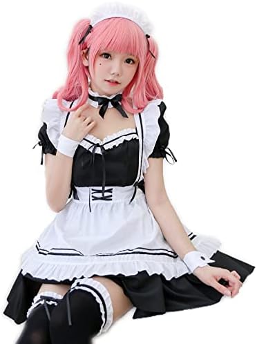 CarolynDesign Japanese Girl Anime Cosplay Costume Maid Ladies French Apron Apparel Set Sailor School JK Clothing