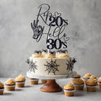 Black Glitter Rip 20's Hello 30's Cake Topper, Death to My Twenties Décor, Old English Disco Gothic Themed 30th Birthday Oarty Decorations Supplies