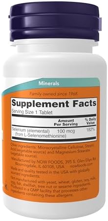 NOW Supplements, Selenium (L-Selenomethionine) 100 mcg, Essential Mineral*, 100 Tablets