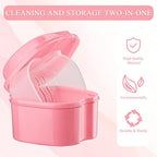 Zubebe 20 Pcs Denture Bath Retainer Case Holder Bulk with Strainer Basket Dental Cup Denture Soaking Container False Teeth Storage Box for Travel Cleaning Brace Mouth Guard, 5 Colors