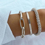 Gold Stacked Snake Bone Chain Bracelet for Women,Vintage Geometric Aesthetics Statement Bangle Bracelet,Trendy Party Banquet Jewelry Gift Accessories