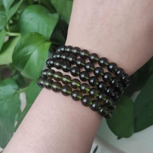 Natural Moldavite Green aerolites Czech Crystal Stone Raw Stone Grinding 8mm Bead Meteorite Bracelet Czech Meteorite Bracelet (Size : 1pcs)