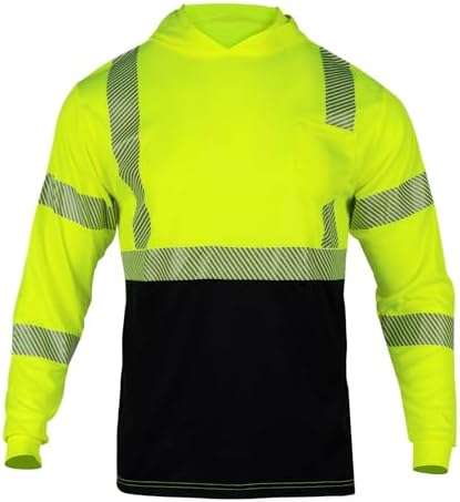 FONIRRA Safety Reflective High Visibility Long Sleeve T Shirts with Hood for Men Construction Work ANSI Class 3