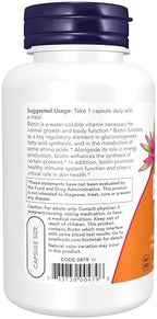 NOW Foods Supplements, Biotin 10 mg (10,000 mcg), Extra Strength, Energy Production*, 120 Veg Capsules