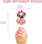 PC Pug Dog Cupcake Topper, Set of 10, Brown, Baby Shower Decorations