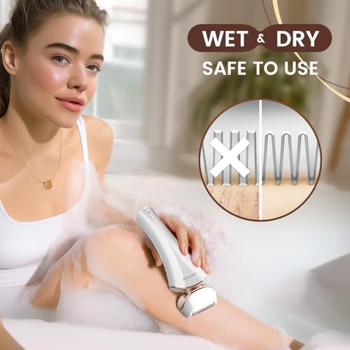 PRITECH Electric Razor for Women - Rechargeable Shaver for Women Portable Lady Shaver for Legs, Arm, Underarms, Bikini, USB Rechargeable, Wet & Dry Waterproof Bikini Trimmer for Woman, Gold