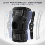 Fit Geno Hinged Knee Brace for Meniscus Tear: Adjustable Support for Knee Pain w/Built-in Side Stabilizers & Removable Metal Hinges for ACL MCL Injury or Surgery Recovery - Men and Women