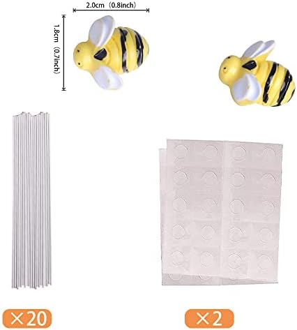 30 PCS Bumble Bee Cupcake Toppers Resin Little Figurine Bee Cupcake Picks Oh Babee Cake Decorations for Bee Theme Baby Shower Kids Boys Girls Birthday Party Decoration Supplies