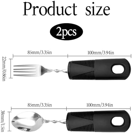 Bendable Adaptive Utensils,1 Pcs Spoon,1pcs Fork(Black),for Elderly, Disabled People, Parkinson’S, Arthritis, Hand Tremors, Weak Hand Grip & Handicapped,Convenient for Independent Eating