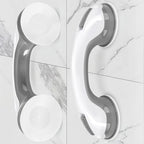 Shower Handle 12 Inch Bathroom Grab Bar with Strong Suction Cup, Double Suction Design for Shower Tub Tile Wall, White Grey