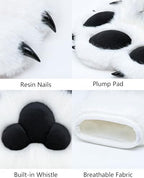 BNLIDES Cosplay Fursuit Paw Gloves Furry Claw Gloves Built-in Whistle Decompression Toys Costume Party Accessories for Adult
