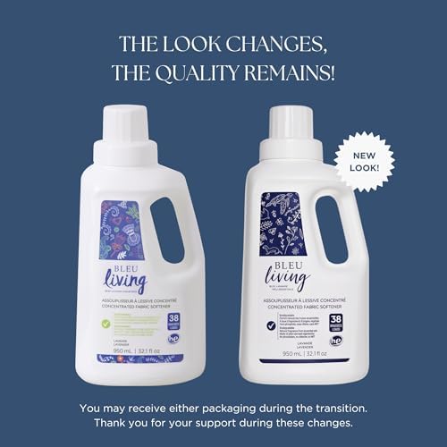 Bleu Lavande - 3-Pack Natural Fabric Softener – Concentrated Lavender Liquid Softener - Biodegradable, Eco-friendly, Hypoallergenic - Chloride & Phosphate-free - Aromatherapy - (38 loads-950 ml) x3