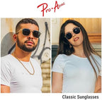 Pro Acme Hexagonal Sunglasses for Women Men, 100% Real Glass Lens Retro Square Trendy Shades