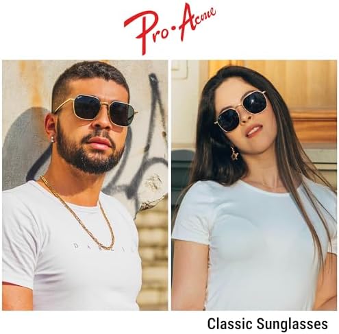 Pro Acme Hexagonal Sunglasses for Women Men, 100% Real Glass Lens Retro Square Trendy Shades