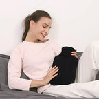 samply Hot Water Bottle with Knitted Cover, 2L Hot Water Bag for Hot and Cold Compress, Hand Feet Warmer, Ideal for Menstrual Cramps, Neck and Shoulder Pain Relief,Black