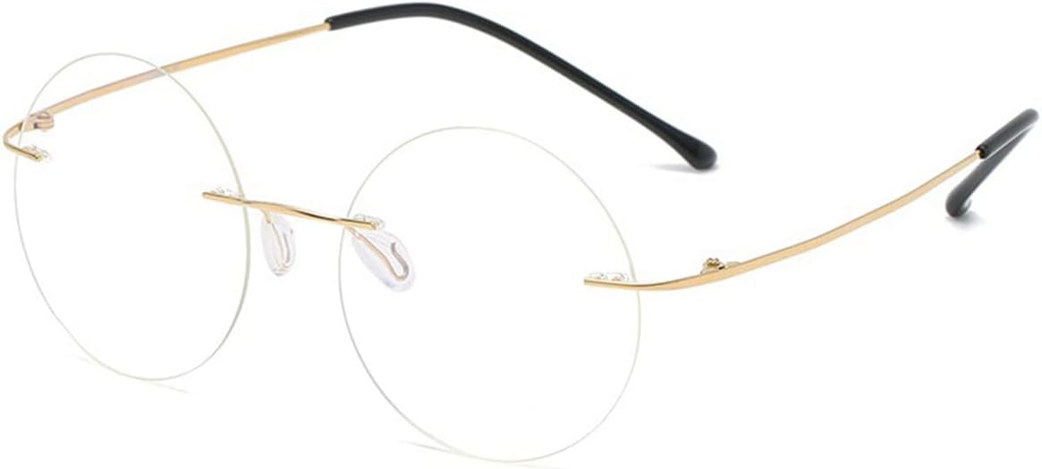 KOOSUFA Titanium Rimless Round Reading Glasses Blue Light Blocking Eyeglasses Readers Frameless Eyewear for Men Women