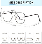 Oversized Square Reading Glasses Women, Large Blue Light Blocking Readers, Fashion Metal Anti Eyestrain Eyeglasses