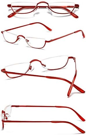 VEVESMUNDO Metal Reading Glasses Half Moon Semi Rimless Frame Readers for Men Women