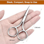 2-Pack Small Scissors, Professional Eyebrow & Facial Hair Scissors - Stainless Steel Precision Grooming Kit for Women & Men | 3.5” Straight Tip for Eyebrows, Beard, Nose, Mustache & Ear Hair Scissors