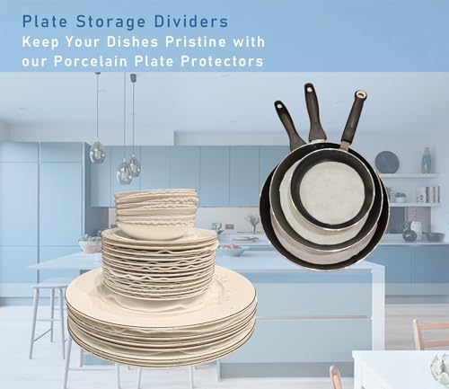 Felt Plate Dividers,36 PCS Soft Premium Felt Protectors for Porcelain Cookware Storage,Washable & Reusable Separators Pads for Stacking & Protection, 12 Each of 10/6/4.5 inch