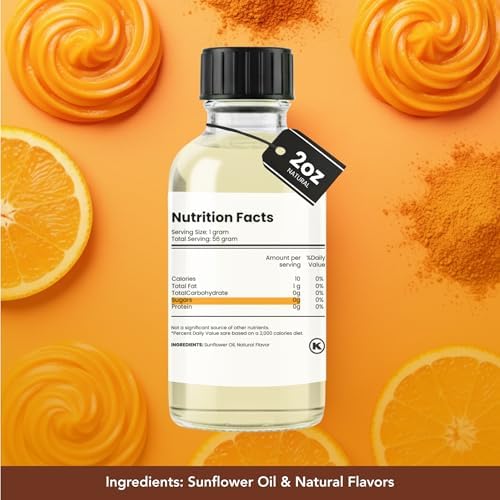 Dolce Flav Natural Orange Extract – 2 Ounce Oil-Soluble Kosher, Sugar-Free, Concentrated Citrus Flavor for Candy, Chocolates & Desserts, Includes Measured Dropper