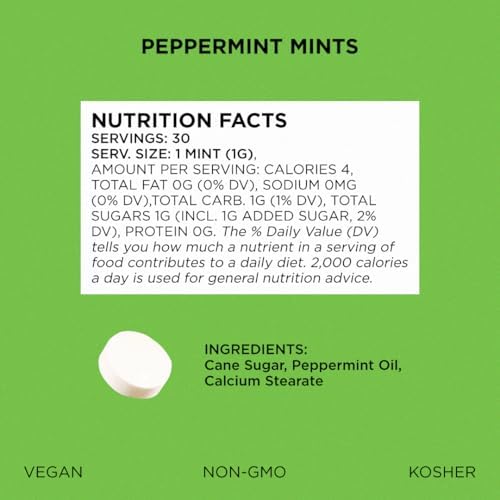 SIMPLY MINTS Natural Peppermint Breath Mints, 6 Pack (180 Pieces), Made With Real Peppermint Oil | Aspartame-Free, Sorbitol-Free, Xylitol-Free, Vegan, Kosher, Non-GMO